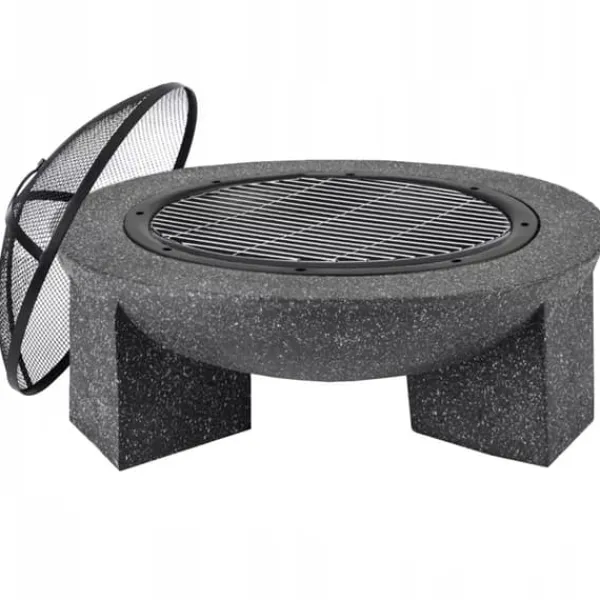 Pejse^Havepejs til terrasse eller grund - Mørk granit + grill + poker