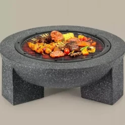 Pejse^Havepejs til terrasse eller grund - Mørk granit + grill + poker