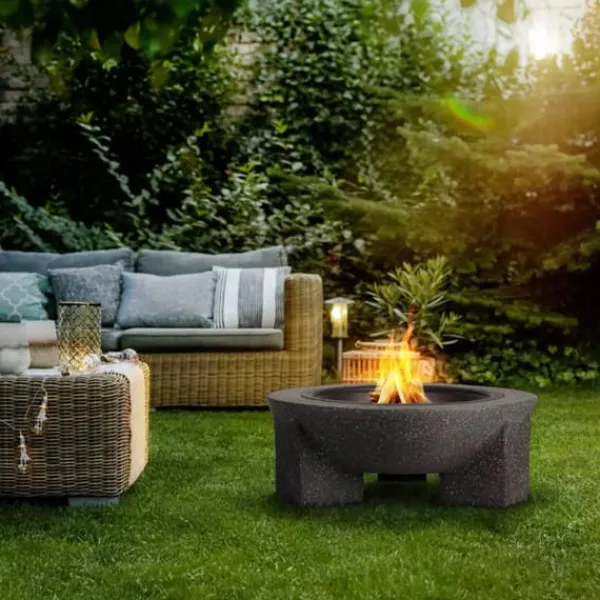Pejse^Havepejs til terrasse eller grund - Mørk granit + grill + poker