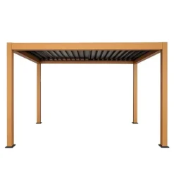 Buer, Spalier, Lysthuse Uden Tag^Havepergola 3x4 m ALUMINIUM 4 gardiner SIDE LED-belysning FJERNBETJENING