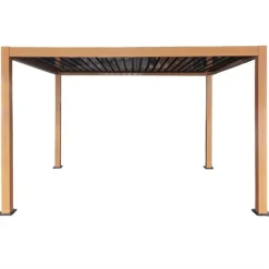 Buer, Spalier, Lysthuse Uden Tag^Havepergola 3x4 m ALUMINIUM 4 gardiner SIDE LED-belysning FJERNBETJENING