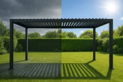 Clearance HAVEPergola 3x4m justerbart lameltag ANTRACIT terrasse ALUMINIUM Buer, Spalier, Lysthuse Uden Tag