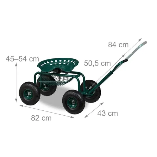 Best Havesæde med opbevaring, 45-54x43x82 cm Støtte Med Hjul, Sæder & Knæbeskyttelse Til Havepleje