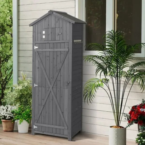 Clearance Haveskab, 75x50x180,5 cm, Grå Skure, Garager & Carports
