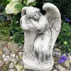 Clearance Haveskulptur Betonfigur Grå Engel Havedekorationer