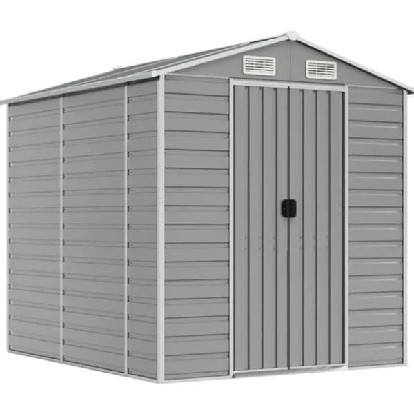 Sale Haveskur i galvaniseret stål - Multifunktionel opbevaring | Størrelse: 191x215x198 cm | Farve: Lysegrå Skure, Garager & Carports