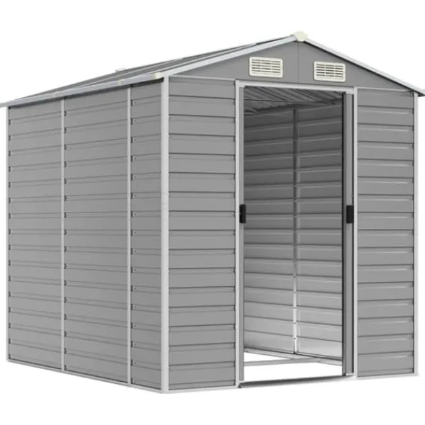 Sale Haveskur i galvaniseret stål - Multifunktionel opbevaring | Størrelse: 191x215x198 cm | Farve: Lysegrå Skure, Garager & Carports