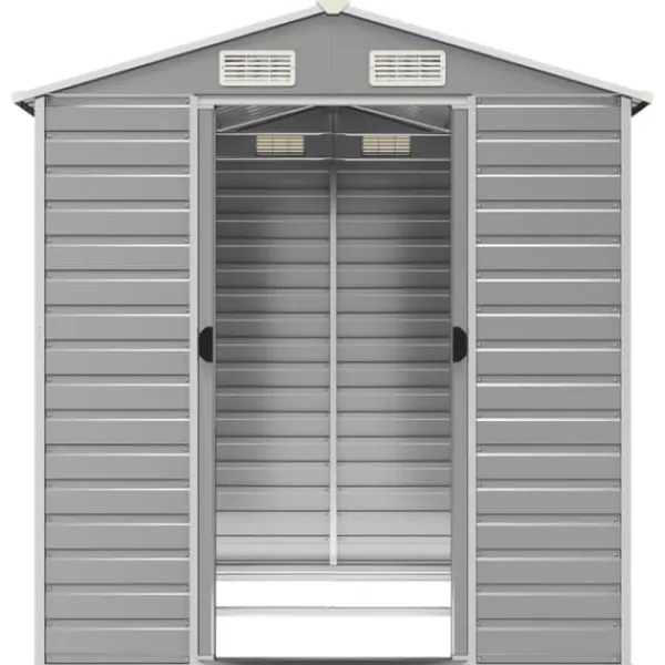 Sale Haveskur i galvaniseret stål - Multifunktionel opbevaring | Størrelse: 191x215x198 cm | Farve: Lysegrå Skure, Garager & Carports