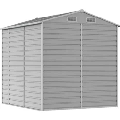 Sale Haveskur i galvaniseret stål - Multifunktionel opbevaring | Størrelse: 191x215x198 cm | Farve: Lysegrå Skure, Garager & Carports