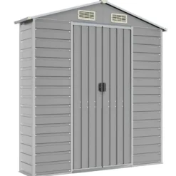 Sale Haveskur i galvaniseret stål - Multifunktionel opbevaring | Størrelse: 191x215x198 cm | Farve: Lysegrå Skure, Garager & Carports