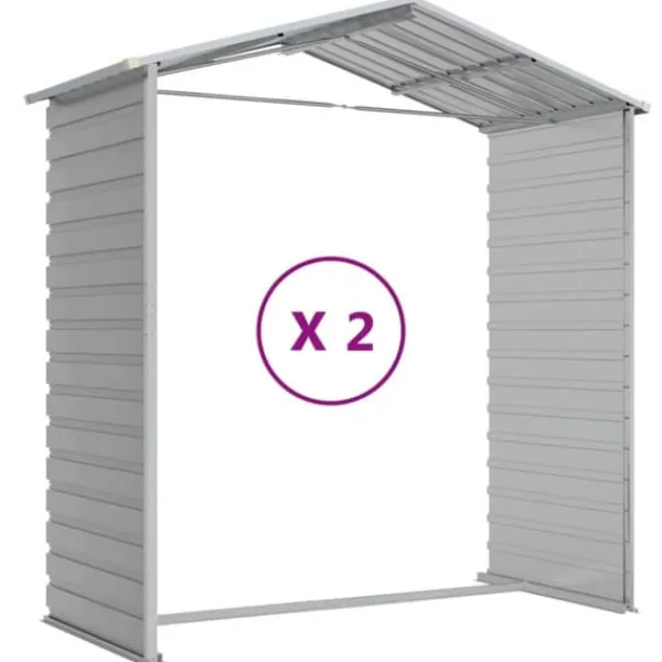 Sale Haveskur i galvaniseret stål - Multifunktionel opbevaring | Størrelse: 191x215x198 cm | Farve: Lysegrå Skure, Garager & Carports