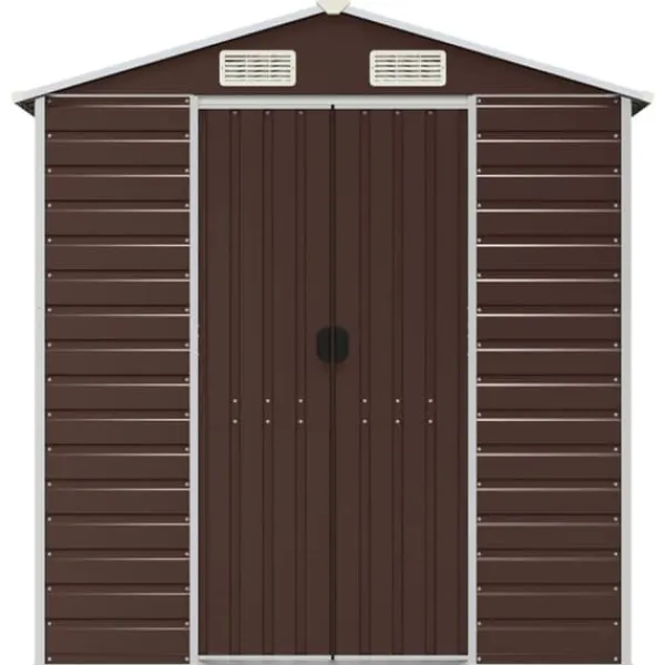 Hot Haveskur i galvaniseret stål - Multifunktionelt opbevaringsskur | Størrelse: 191x555x198 cm | Farve: Brun Skure, Garager & Carports