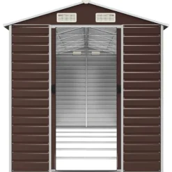 Hot Haveskur i galvaniseret stål - Multifunktionelt opbevaringsskur | Størrelse: 191x555x198 cm | Farve: Brun Skure, Garager & Carports