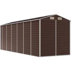 Hot Haveskur i galvaniseret stål - Multifunktionelt opbevaringsskur | Størrelse: 191x555x198 cm | Farve: Brun Skure, Garager & Carports