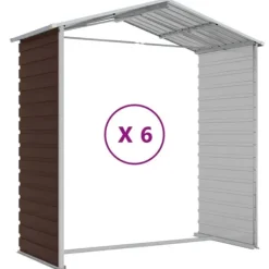 Hot Haveskur i galvaniseret stål - Multifunktionelt opbevaringsskur | Størrelse: 191x555x198 cm | Farve: Brun Skure, Garager & Carports