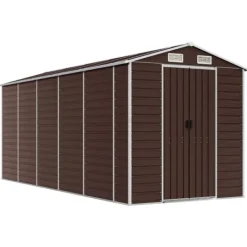 Clearance Haveskur i galvaniseret stål - Robust opbevaringsløsning | Farve: Brun | Størrelse: 191x470x198 cm Skure, Garager & Carports