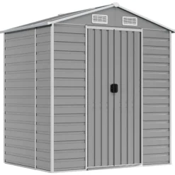 Skure, Garager & Carports^Haveskur i galvaniseret stål - Opbevaring og værktøjsbeskyttelse | Farve: Lysegrå | Størrelse: 191x130x198 cm