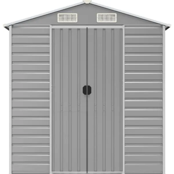 Skure, Garager & Carports^Haveskur i galvaniseret stål - Opbevaring og værktøjsbeskyttelse | Farve: Lysegrå | Størrelse: 191x130x198 cm