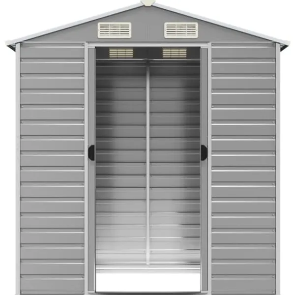 Skure, Garager & Carports^Haveskur i galvaniseret stål - Opbevaring og værktøjsbeskyttelse | Farve: Lysegrå | Størrelse: 191x130x198 cm