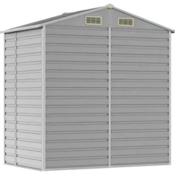 Skure, Garager & Carports^Haveskur i galvaniseret stål - Opbevaring og værktøjsbeskyttelse | Farve: Lysegrå | Størrelse: 191x130x198 cm