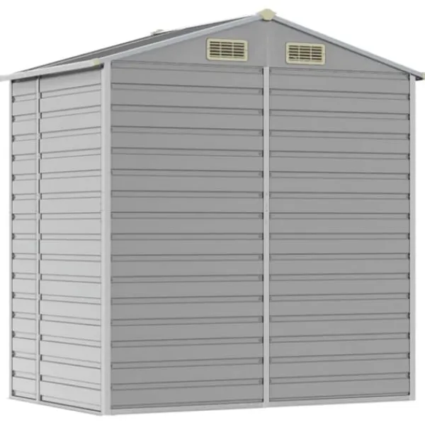 Skure, Garager & Carports^Haveskur i galvaniseret stål - Opbevaring og værktøjsbeskyttelse | Farve: Lysegrå | Størrelse: 191x130x198 cm