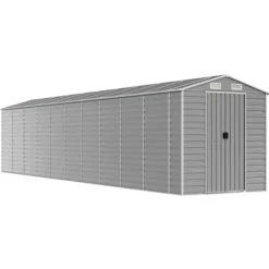 Hot Haveskur i galvaniseret stål - Multifunktionelt udendørs opbevaringsskur | Størrelse: 191x89x198 cm | Farve: Lysegrå Skure, Garager & Carports