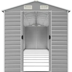 Hot Haveskur i galvaniseret stål - Multifunktionelt udendørs opbevaringsskur | Størrelse: 191x89x198 cm | Farve: Lysegrå Skure, Garager & Carports