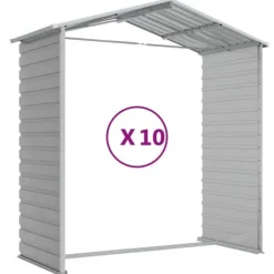 Hot Haveskur i galvaniseret stål - Multifunktionelt udendørs opbevaringsskur | Størrelse: 191x89x198 cm | Farve: Lysegrå Skure, Garager & Carports