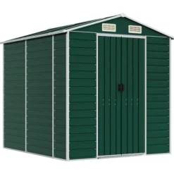Skure, Garager & Carports^Haveskur i galvaniseret stål - Udendørs opbevaring | Farve: Grøn | Størrelse: 191x215x198 cm