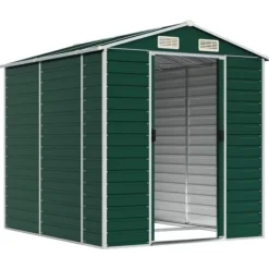 Skure, Garager & Carports^Haveskur i galvaniseret stål - Udendørs opbevaring | Farve: Grøn | Størrelse: 191x215x198 cm