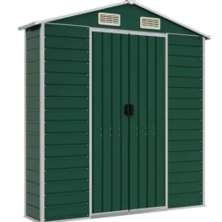 Skure, Garager & Carports^Haveskur i galvaniseret stål - Udendørs opbevaring | Farve: Grøn | Størrelse: 191x215x198 cm