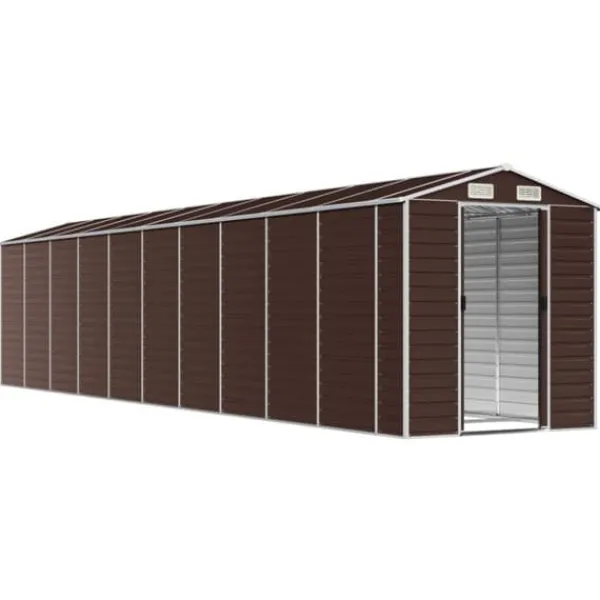 Haveskur i galvaniseret stål - Multifunktionel opbevaring | Farve: Brun | Størrelse: 191x89,5x198 cm Skure, Garager & Carports