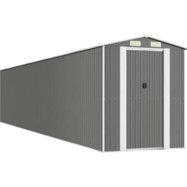Haveskur i galvaniseret stål - Rummelig opbevaringsløsning | Farve: Lysegrå | Størrelse: 192x102x223 cm Skure, Garager & Carports