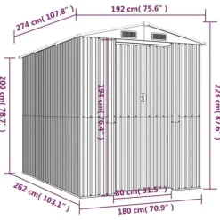 Skure, Garager & Carports^Haveskur i galvaniseret stål til værktøj og haven | Farve: Grøn | Størrelse: 192x274x223 cm