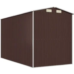 Skure, Garager & Carports^Haveskur i galvaniseret stål - Opbevaringsløsning til værktøj | Farve: Mørkebrun | Størrelse: 192x357x223 cm