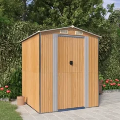 Skure, Garager & Carports^Haveskur i galvaniseret stål - Rummelig opbevaringsløsning | Farve: Lysebrun | Størrelse: 192x191x223 cm