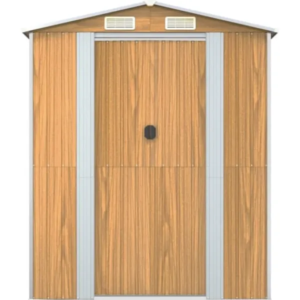 Skure, Garager & Carports^Haveskur i galvaniseret stål - Rummelig opbevaringsløsning | Farve: Lysebrun | Størrelse: 192x191x223 cm