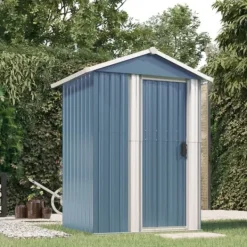 Discount Haveskur i galvaniseret stål - Rummelig opbevaring | Farve: Grå | Størrelse: 126x97,5x177 cm Skure, Garager & Carports