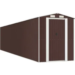 Skure, Garager & Carports^Haveskur i galvaniseret stål - Rummelig opbevaring | Farve: Mørkebrun | Størrelse: 192x938x223 cm