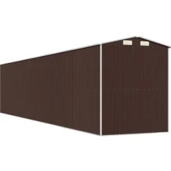Skure, Garager & Carports^Haveskur i galvaniseret stål - Rummelig opbevaring | Farve: Mørkebrun | Størrelse: 192x938x223 cm