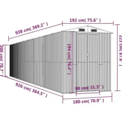 Skure, Garager & Carports^Haveskur i galvaniseret stål - Rummelig opbevaring | Farve: Mørkebrun | Størrelse: 192x938x223 cm