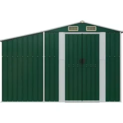 Online Haveskur i galvaniseret stål - Udendørs opbevaring | Farve: Grøn | Størrelse: 277x93x179 cm Skure, Garager & Carports
