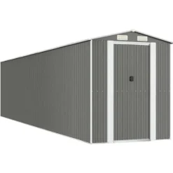 Discount Haveskur i galvaniseret stål - Rummelig opbevaringsløsning | Farve: Lysegrå | Størrelse: 192x85x223 cm Skure, Garager & Carports