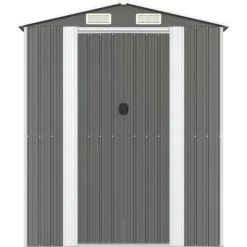 Discount Haveskur i galvaniseret stål - Rummelig opbevaringsløsning | Farve: Lysegrå | Størrelse: 192x85x223 cm Skure, Garager & Carports