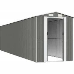 Discount Haveskur i galvaniseret stål - Rummelig opbevaringsløsning | Farve: Lysegrå | Størrelse: 192x85x223 cm Skure, Garager & Carports