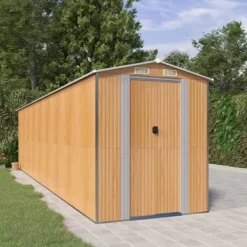 Outlet Haveskur i galvaniseret stål - Rummelig opbevaring | Farve: Lysebrun | Størrelse: 192x772x223 cm Skure, Garager & Carports