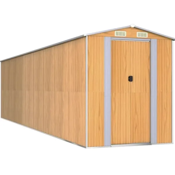 Outlet Haveskur i galvaniseret stål - Rummelig opbevaring | Farve: Lysebrun | Størrelse: 192x772x223 cm Skure, Garager & Carports