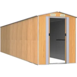 Outlet Haveskur i galvaniseret stål - Rummelig opbevaring | Farve: Lysebrun | Størrelse: 192x772x223 cm Skure, Garager & Carports