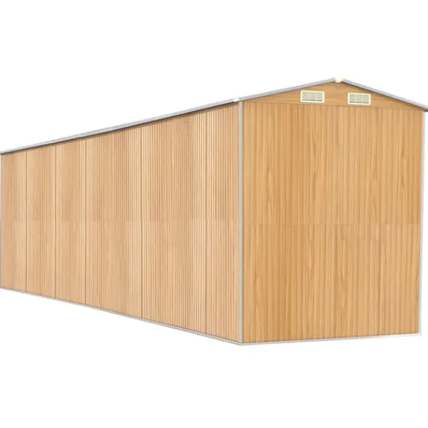 Outlet Haveskur i galvaniseret stål - Rummelig opbevaring | Farve: Lysebrun | Størrelse: 192x772x223 cm Skure, Garager & Carports