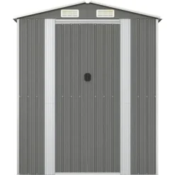 Discount Haveskur i galvaniseret stål - Rummelig opbevaring | Farve: Lysegrå | Størrelse: 192x108x223 cm Skure, Garager & Carports